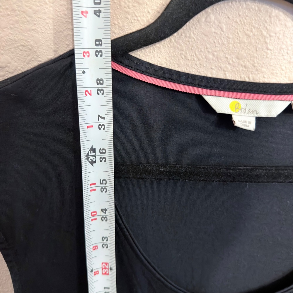 Boden Black Modal Cotton Blend Sash Waist Pocket Jersey Dress US 10R J0122 - Picture 7 of 7